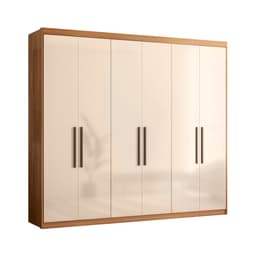 Guarda-Roupa Casal Venice com Prateleiras 6 Portas 4 Gavetas Amêndola e Off White