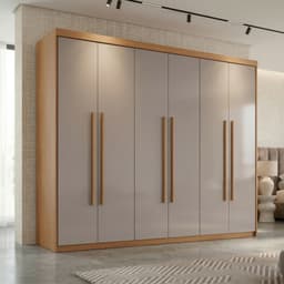 Guarda-Roupa Casal Xangai 6 Portas 2 Gavetas Imbuia e Off White