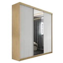 Guarda-Roupa Casal com 1 Espelho Lugano 3 Portas 4 Gavetas Carvalho