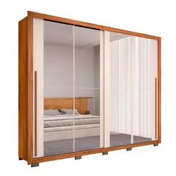 Guarda-Roupa Casal com 4 Espelhos Praticus 2 Portas 4 Gavetas Freijó e Off White