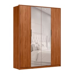 Guarda-Roupa Casal com Espelho Attore 4 Portas 3 Gavetas Nogueira