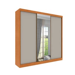 Guarda-Roupa Casal com Espelho Dacar Flex 3 Portas 4 Gavetas Cinamomo e Off White
