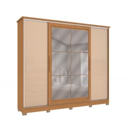 Guarda-Roupa Casal com Espelho Hambers 4 Portas 4 Gavetas Canela e Macadâmia