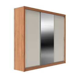 Guarda-Roupa Casal com Espelho Montclair Flex 3 Portas 6 Gavetas Canela e Off White