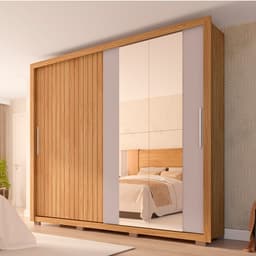 Guarda-Roupa Casal com Espelho Moviment 2 Portas 4 Gavetas Buriti e Fendi