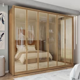 Guarda-Roupa Casal com Espelho Reflecta Reflex 6 Portas 4 Gavetas Buriti