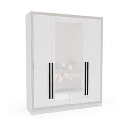 Guarda-Roupa Casal com Espelho Valência 4 Portas 4 Gavetas Branco