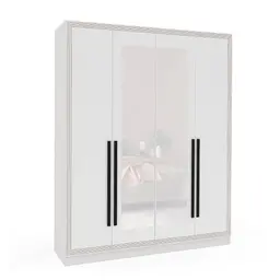 Guarda-Roupa Casal com Espelho Valência 4 Portas 4 Gavetas Branco