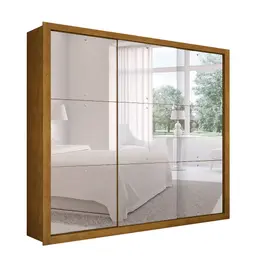 Guarda-Roupa Casal com Espelho Veneza Gold Imbuia 3 Portas 4 Gavetas