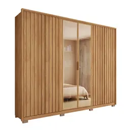 Guarda-Roupa Casal com Vidro Reflecta 6 Portas 4 Gavetas Buriti