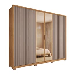 Guarda-Roupa Casal com Vidro Reflecta 6 Portas 4 Gavetas Buriti e Fendi