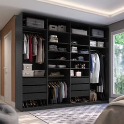 Guarda-Roupa Closet 100% MDF 6 Gavetas Preto