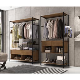 Guarda-Roupa Closet Modulado Barcelona e Guarda-Roupa Closet Modulado Paris 4 Gavetas Preto e Demolição