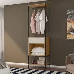 Guarda-Roupa Closet Modulado Maverick 1 Gaveta Carvalho e Off White 59 cm