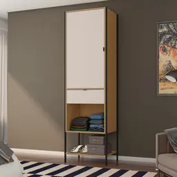 Guarda-Roupa Closet Modulado Maverick 1 Porta 1 Gaveta Carvalho e Off White 59 cm