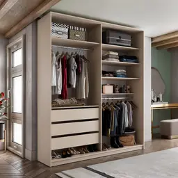 Guarda-Roupa Closet Monreale 100 % MDF 3 Gavetas Bege 160 cm