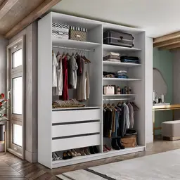 Guarda-Roupa Closet Monreale 100 % MDF 3 Gavetas Branco 160 cm