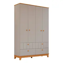 Guarda-Roupa Infantil Biscoito 4 Portas 4 Gavetas Fendi e Nature