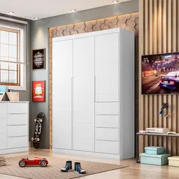 Guarda-Roupa Infantil Eloá 3 Portas 4 Gavetas Branco