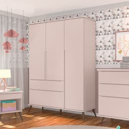 Guarda-Roupa Infantil Melinda 3 Portas 2 Gavetas Rosê