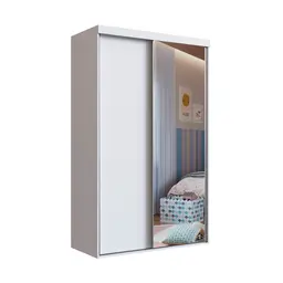 Guarda-Roupa Infantil com Espelho Marvie 2 Portas 2 Gavetas Branco