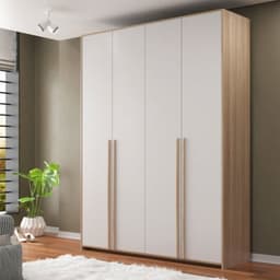 Guarda-Roupa Modulado Raven 4 Portas 3 Gavetas Branco e Nature