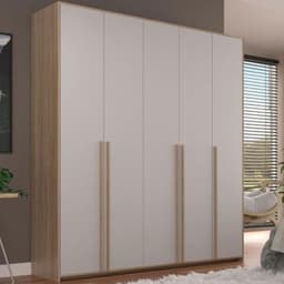 Guarda-Roupa Modulado Raven 5 Portas 3 Cinza e Nogueira