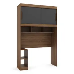 Guarda-Roupa Modulado com Cabeceira Gênova 2 Portas Ypê Wood e Grafite