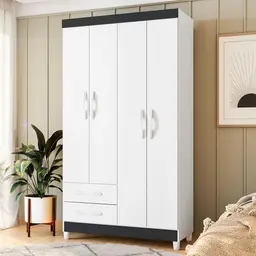 Guarda-Roupa Solteiro Âmbar Flex 4 Portas 2 Gavetas Branco