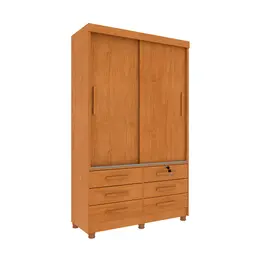 Guarda-Roupa Solteiro Chicago II 2 Portas 6 Gavetas Cinamomo