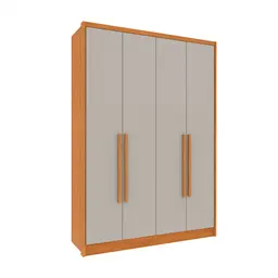 Guarda-Roupa Solteiro Dinamarca 4 Portas 2 Gavetas Cinamomo e Off White