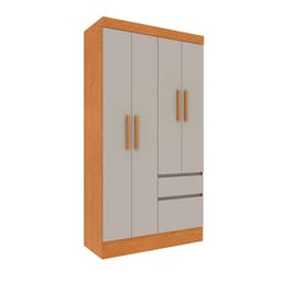 Guarda-Roupa Solteiro Oregon I 4 Portas 2 Gavetas Cinamomo e Off White