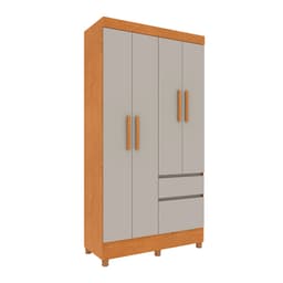 Guarda-Roupa Solteiro Oregon II 4 Portas 2 Gavetas Cinamomo e Off White