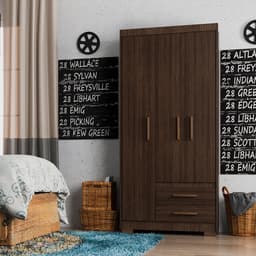 Guarda-Roupa Solteiro Primacy 3 Portas 2 Gavetas Capuccino Wood