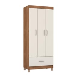 Guarda-Roupa Solteiro Prince 3 Portas 1 Gaveta Amêndola e Off White