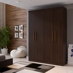 Guarda-Roupa Solteiro Supreme 4 Portas 2 Gavetas Capuccino Wood