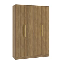 Guarda-Roupa Solteiro Tulia 4 Portas 2 Gavetas Nogueira