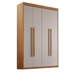 Guarda-Roupa Solteiro Xangai 4 Portas 2 Gavetas Imbuia e Off White