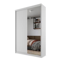 Guarda-Roupa Solteiro com 1 Espelho Geneve 2 Portas 2 Gavetas Branco