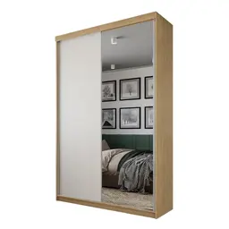 Guarda-Roupa Solteiro com 1 Espelho Lugano 2 Portas 2 Gavetas Carvalho