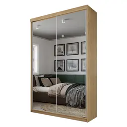 Guarda-Roupa Solteiro com 2 Espelhos Lugano 2 Portas 2 Gavetas Carvalho