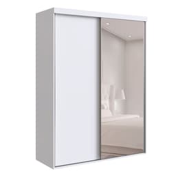 Guarda-Roupa Solteiro com Espelho Alya 2 Portas 2 Gavetas Branco