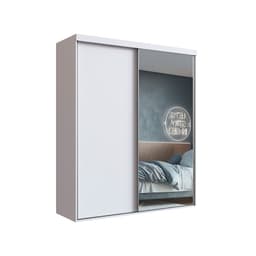 Guarda-Roupa Solteiro com Espelho Ávila 2 Portas 2 Gavetas Branco
