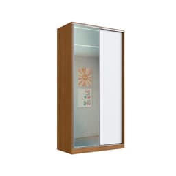 Guarda-Roupa Solteiro com Espelho Lótus 2 Portas 3 Gavetas Freijó e Branco