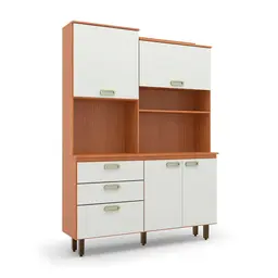 Kit de Cozinha Ravena 4 portas 3 Gavetas Freijó e Off White