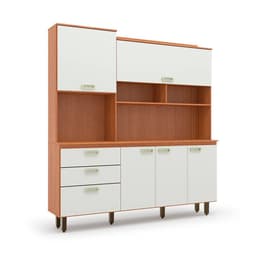 Kit de Cozinha Ravena 5 portas 3 Gavetas Freijó e Off White