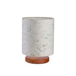 Luminária Natural Folhas Papel de Fibras Branca e Verde 23 cm