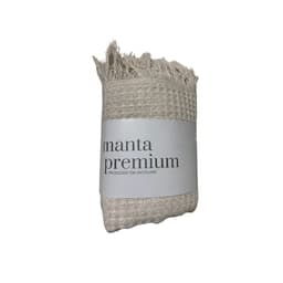 Manta Decorativa Waffle Bege Claro 140x140 cm