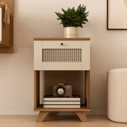 Mesa Lateral Retangular Trama 1 GV Cinamomo e Off White