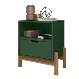 Mesa de Cabeceira Antares 1 Gaveta Verde Oliva e Cedro